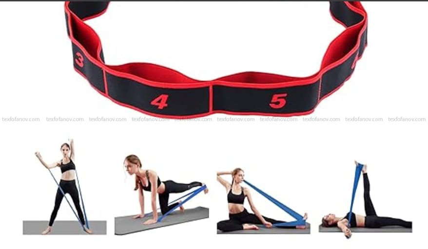 Stretching expander rubber with loops for fitness elastic band 4 x 85 cm black-red