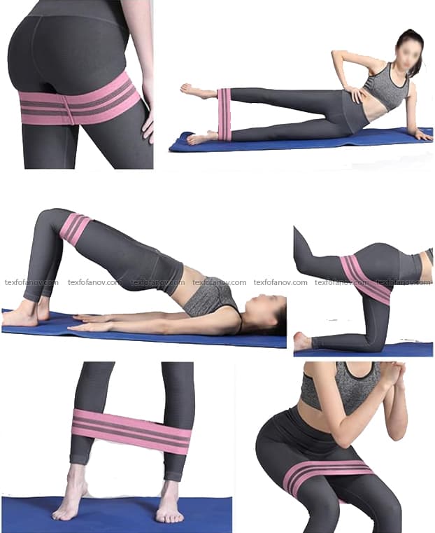 Fitness elastic band for training anti-slip latex-fabric original 3 pcs
