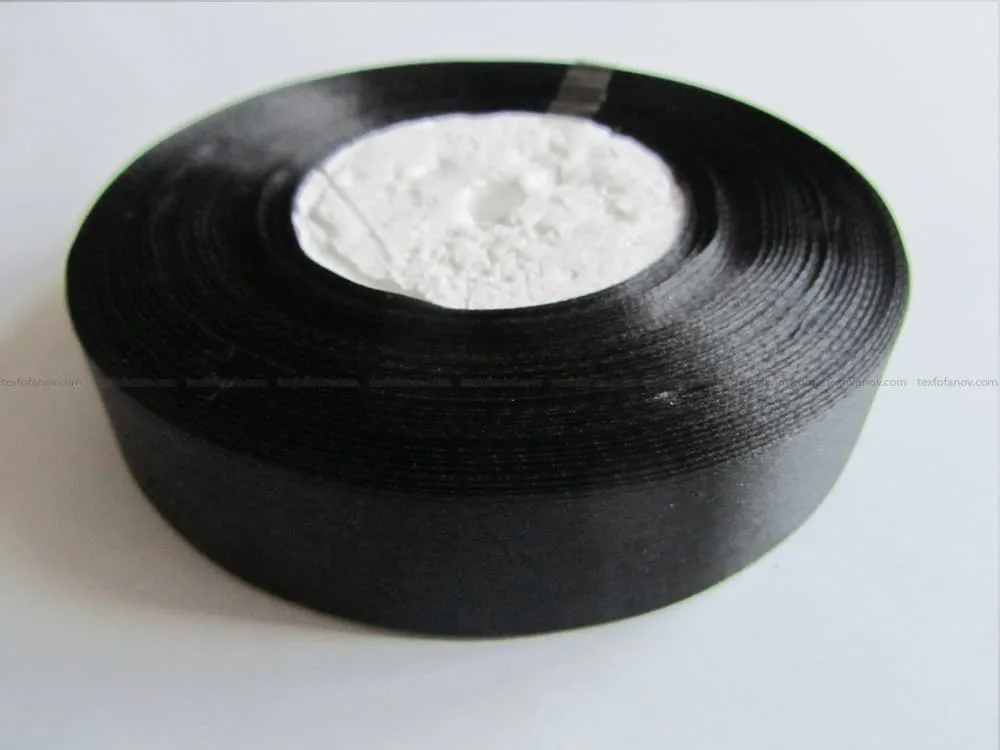 Satin ribbon black/white 25 mm - Image 3
